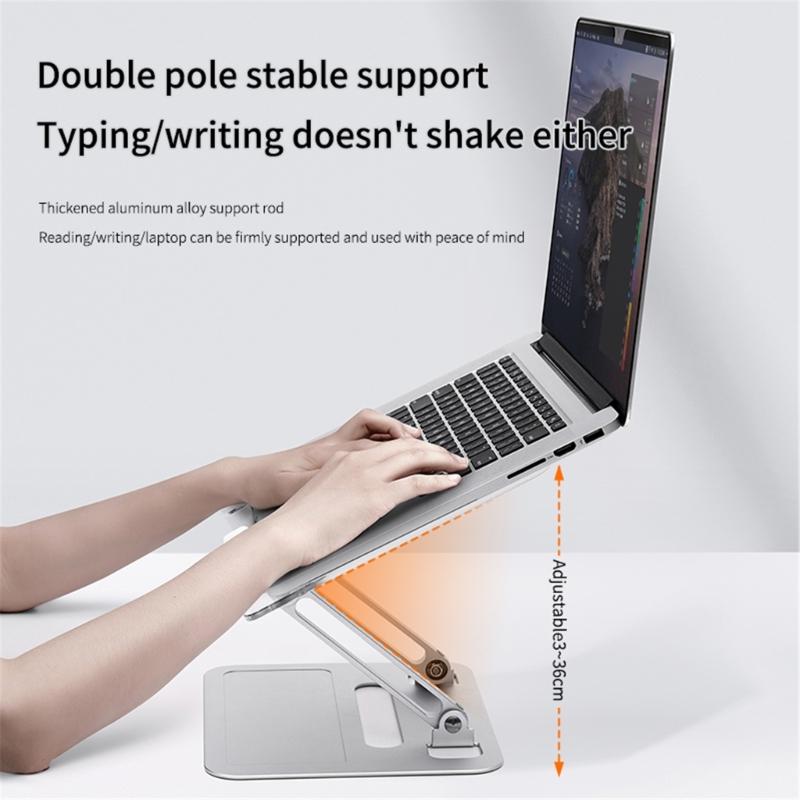 Two Axises Adjustable Foldable Laptop Book Stand Aluminum Construction 360 Rotation Clear Acrylic Ergonomic Holder