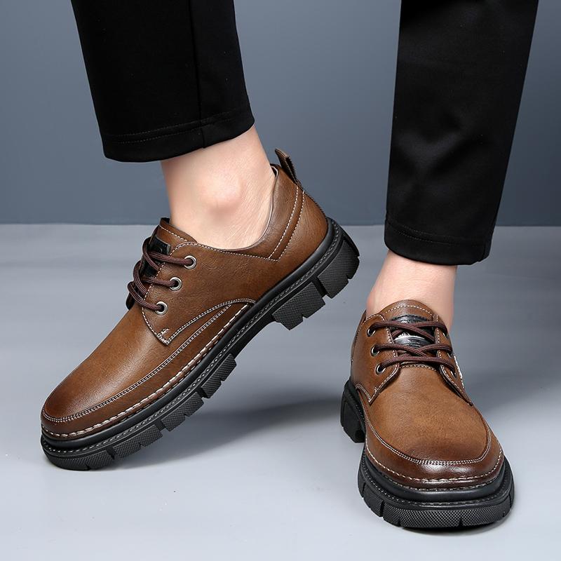 Klasyczne Męskie Buty z Prawdziwej Skóry Vintage Gruba Podeszwa Buty Codzienne Buty Biznesowe na Bankiet Skórzane Buty Biurowe Outdoorowe Wszechstronne