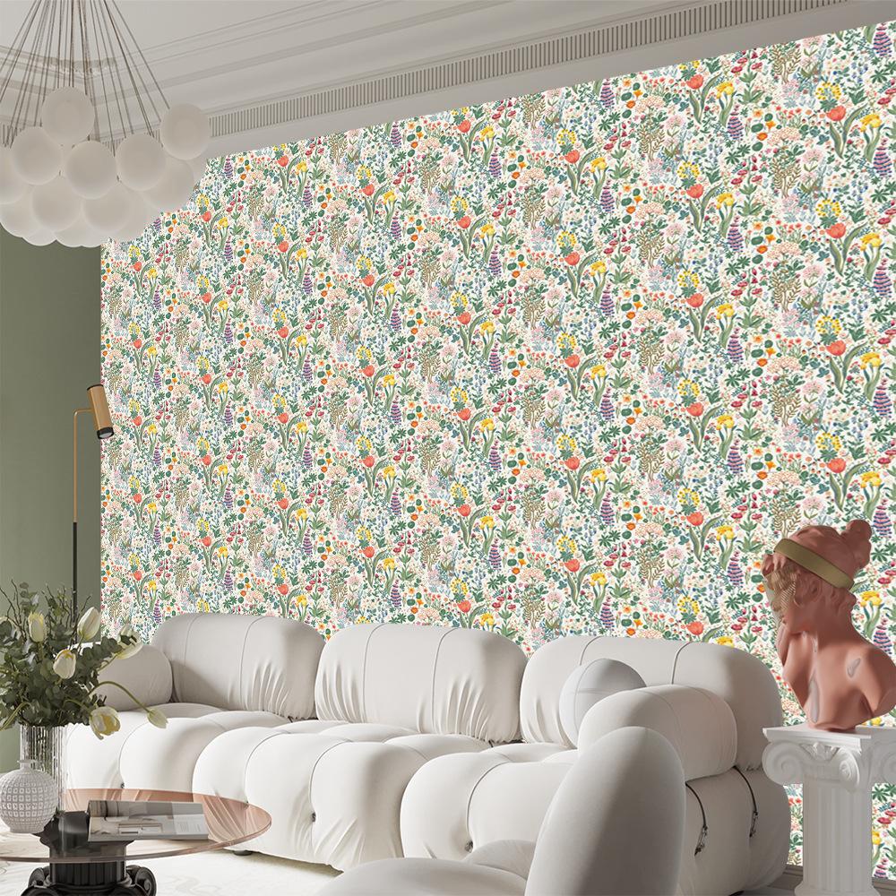 Pastrol Leaves and Flower Wallpaper Chic Peel and Stick Vinyl Floral Decal Waterproof Self Adhesive Cabinet Sticker