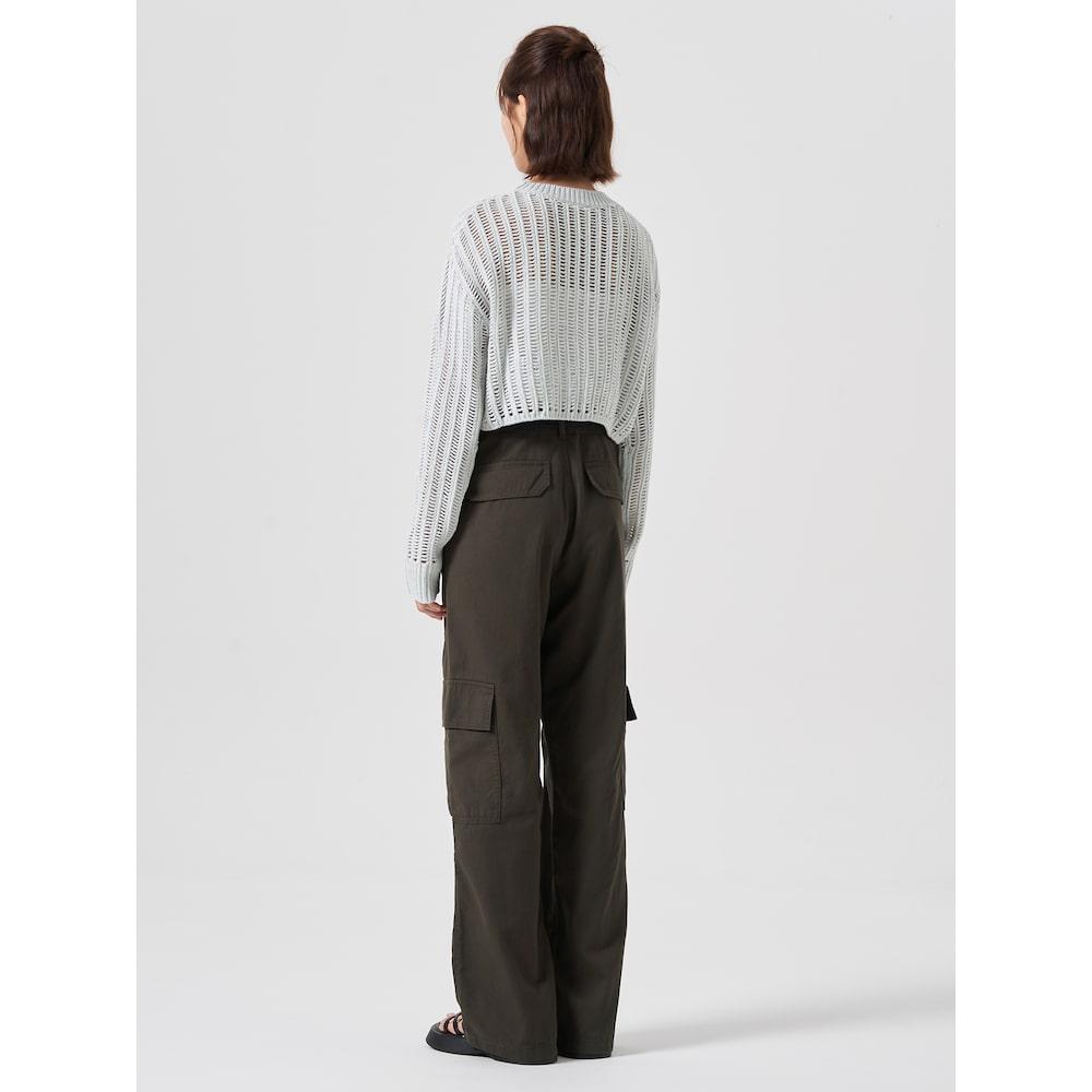 8SECONDS Pointel Round Neck Long Sleeve Pullover Light Gray