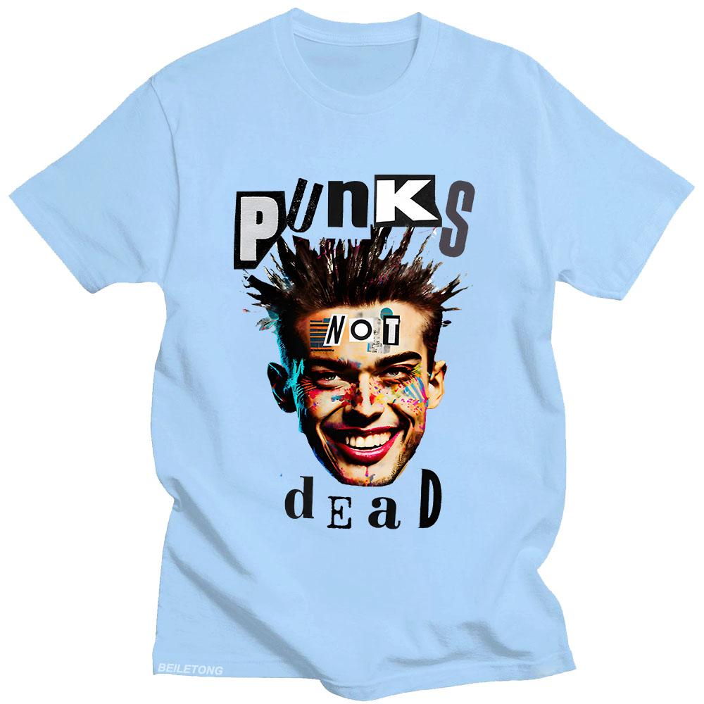Funny Punks Not Dead T Shirt Funko Pop O-neck Hip Hop Tee-shirt Graphic Printing Punk Cotton Tshirt Ropa Hombre Fashion Clothing
