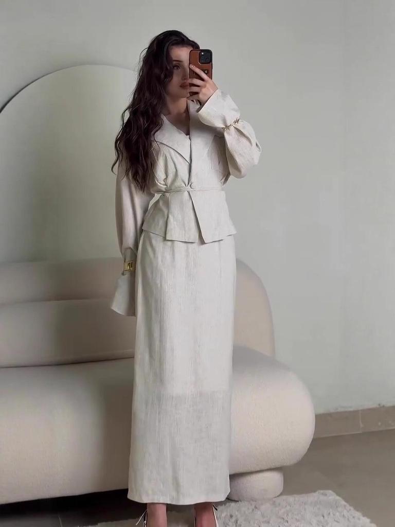 Elegant Long Sleeve Skirt Set: European & American Autumn Fashion 2025