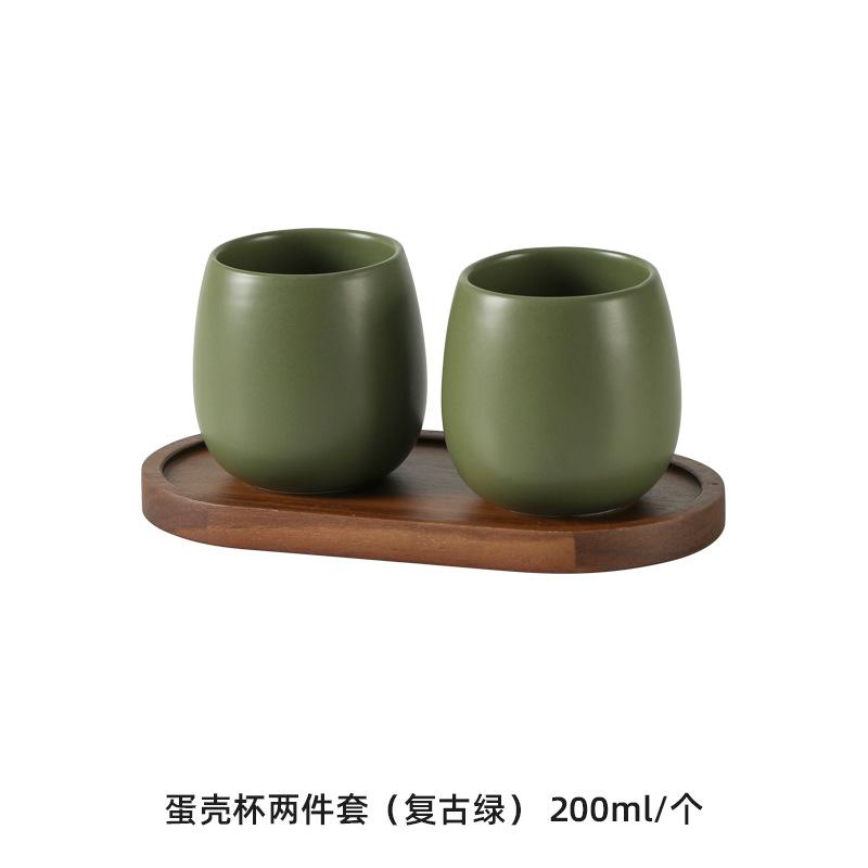 European Style Ceramic Wash Cup Creative Eggshell Shape Bathroom Accessories Home Ceramic Brush Cup Set with Tray Wedding Gifts