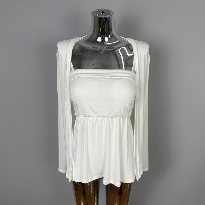 

Korean Strapless Top & Cardigan Set – Slimming, Feminine, Sweet, Spicy Style One Size білий