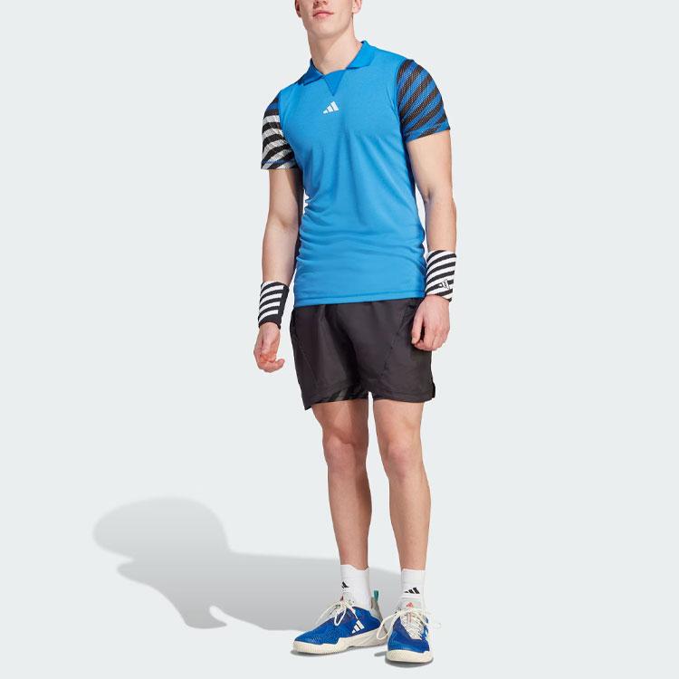 Adidas Heat.Rdy Freelift Pro Striped Color Block Tennis Polo Shirt Men Polo Shirts Air-Force-Blue HY5872