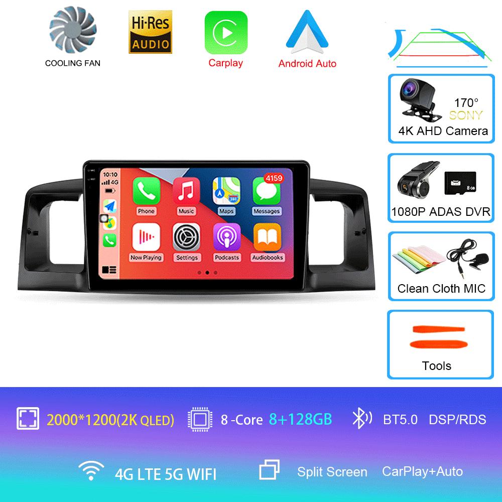 Car Radio Android 14 For Toyota Corolla E120 BYD F3 2007 - 2011 Navigation Multimedia Player Stereo GPS WiFi+4G DSP Carplay+Auto