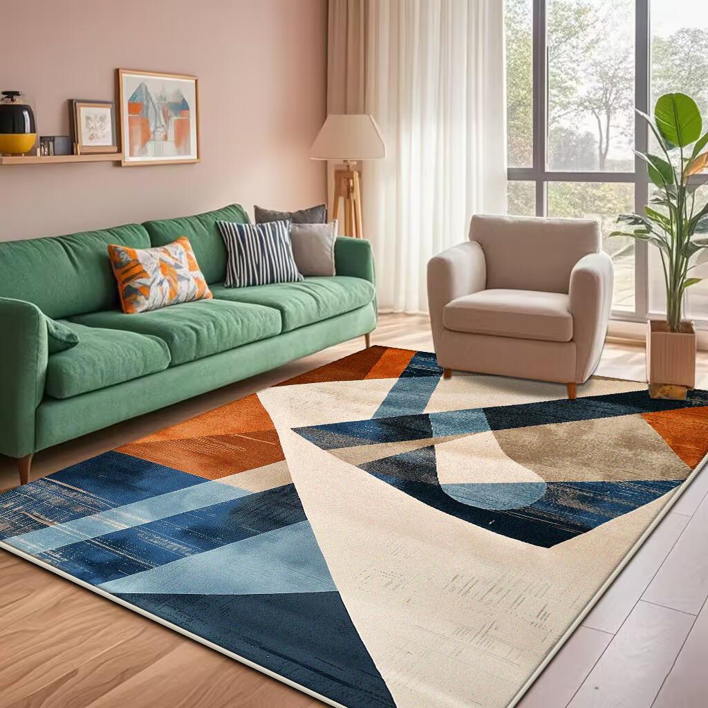 Modern Geometric Large Rugs for Living Room Decoration Nordic Style Home Carpet Light Luxury Bedroom Rug Non-slip Washable Mat