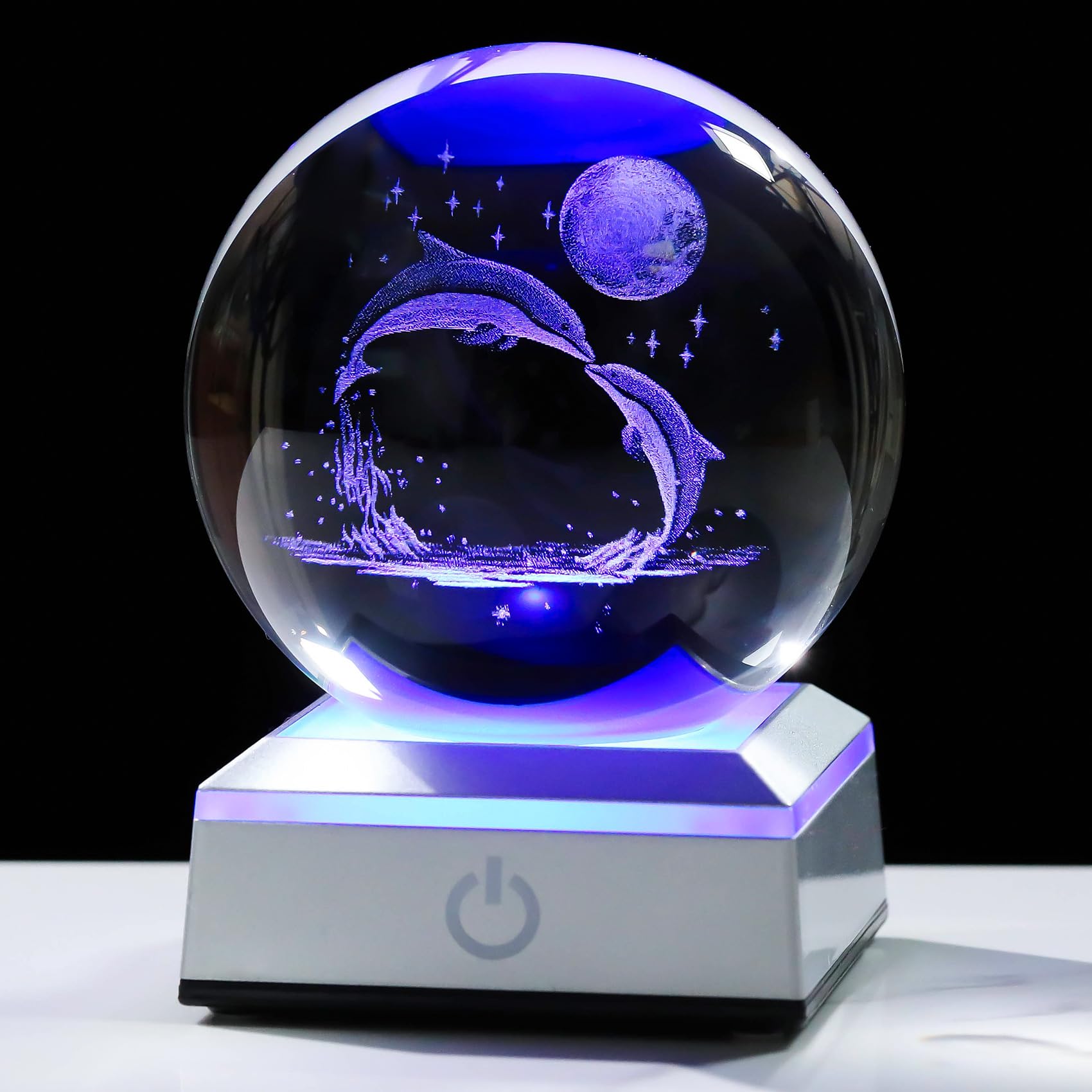 

Kertari K9 Crystal Ball Dolphin Pair Birthday Gift for Men and Popular Decorative Animal Stylish and Soothing Decorative Dolphin Crystal Ball with LED