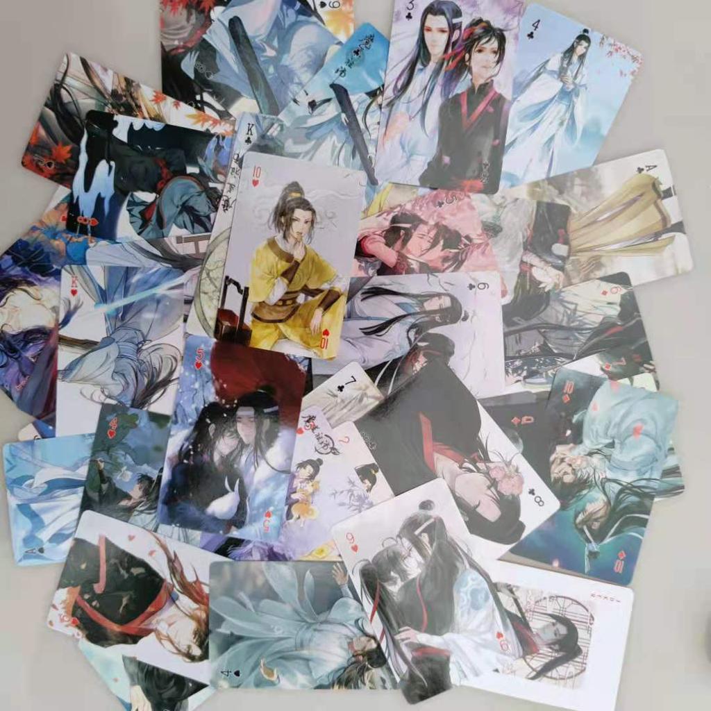 Anime Mo Dao Zu Shi Cosplay Brettspielkarten Lan Wangji Wei Wuxian Großmeister des Dämonischen Hardcover Poker Spielzeug Geschenk Mit Box