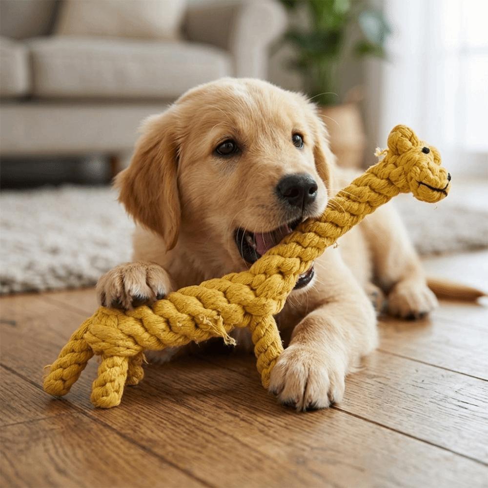 Cotton Rope Giraffe Dog Toy Giraffe Shaped Handmade Pet Toy Dog Chew Toy Small Medium Dogs