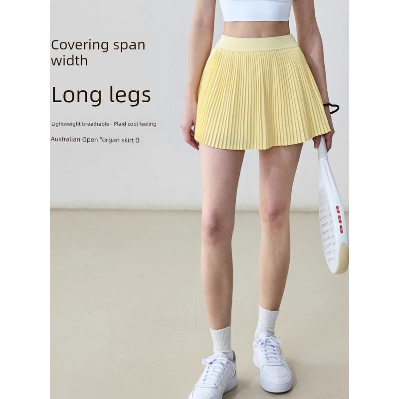 Sports Skirt 2025 Spring and Summer New Fake Two-Piece Fashion Tape Quick-Drying Breathable Tennis Pleated Skirt