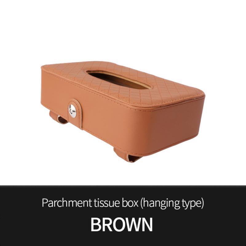 New! Car Tissue Box Multi-functional Leather Sun Visor Seat Back Hanging Tissue Pumping Paper Bag