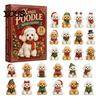 Xmas Party Favors 2026 Dog Christmas Advent Calendar, 24-Day Acrylic 2D Ornament Set Holiday Countdown Decorations with Cute Puppy Designs,