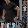 Men's Loose Solid Short Sleeve Solid Color Fashion Casual V-neck Shirt