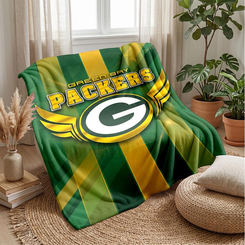 Green Bay Packers Flannel Fleece Blanket Cozy Warm Throw Blanket For Couch Bed Travel All Season Use