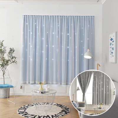 1PC Stars Blackout Self-Adhesive No Punching 1Mx2M Double Layer for Living Room Windows Curtain Self-Adhesive Sheer Curtains