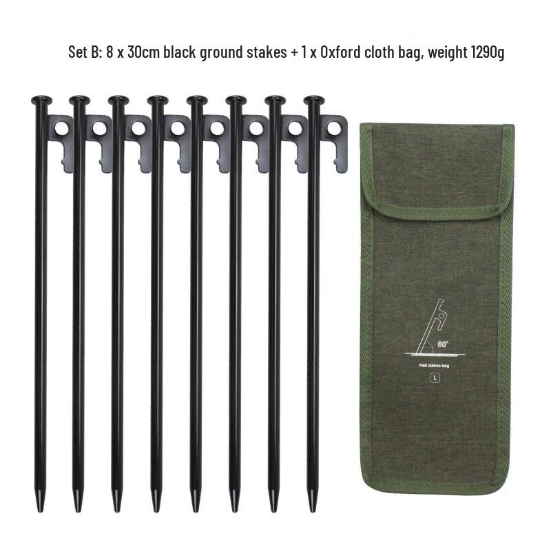 Outdoor Heavy-Duty Tent Peg Set with Storage Bag