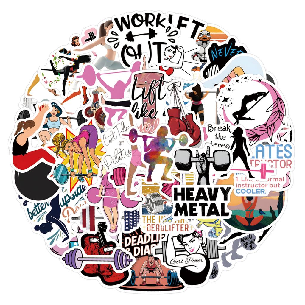 55 New Fitness Sports Graffiti Stickers Decorative Skateboard Suitcase Notebook DIY Stickers