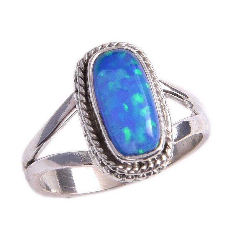 Natürlicher äthiopischer Opal Edelstein Handarbeit 925 Sterling Silber Ring S.6 g1c23