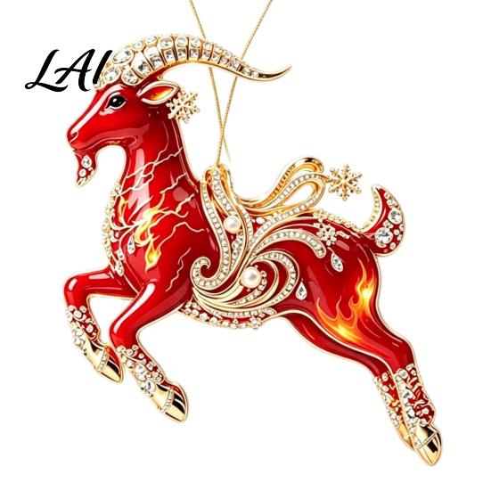 Acrylic Ornament for Restaurant 2PCS Christmas Goat Hanging Ornaments Decorative 2D Tree Birthday Party Decor Pendants Lightweight Festive Ornaments