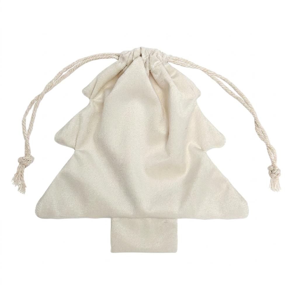 Velvet Christmas Tree Gift Bags Colorful Pom Pom Metal Bell Xmas Tree Hanging Pouch Soft Touch Tree Shaped