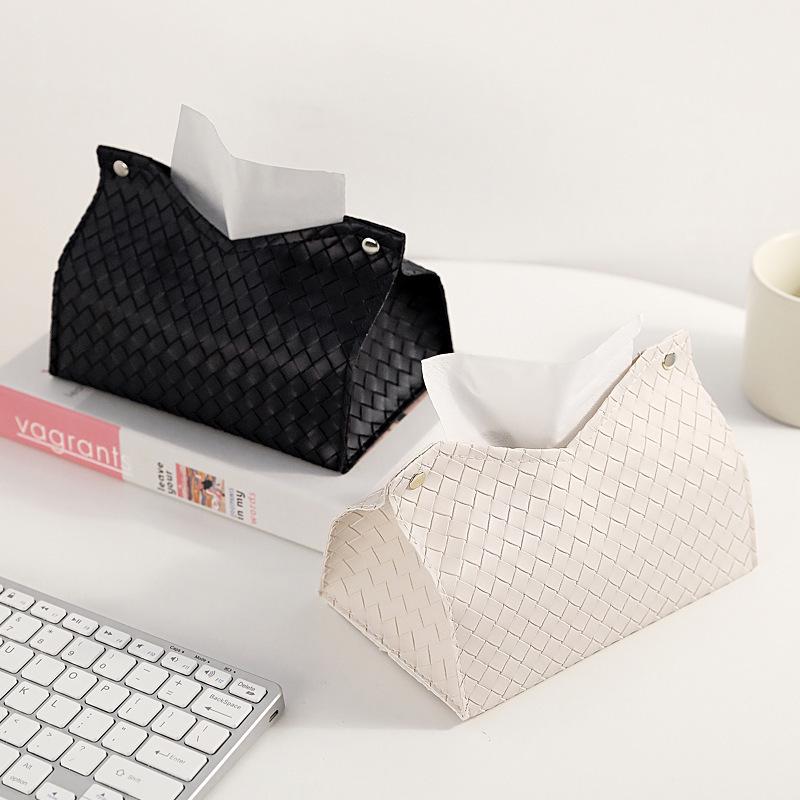 Luxury Woven Tissue Box for Home, Living Room, or Car - Solid Color Napkin Holder