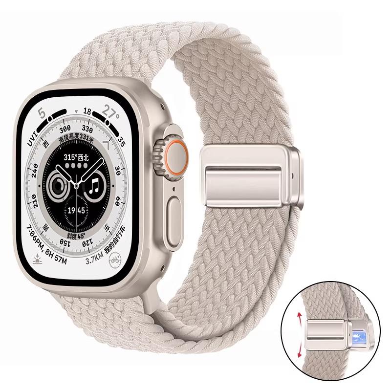 Nylon Braided Band For Apple Watch Series Ultra 3 2 1 49mm 11 10 46mm 42mm 9 8 7 45mm 41mm Magnetic Strap iWatch 6 5 SE 44/40mm Belt