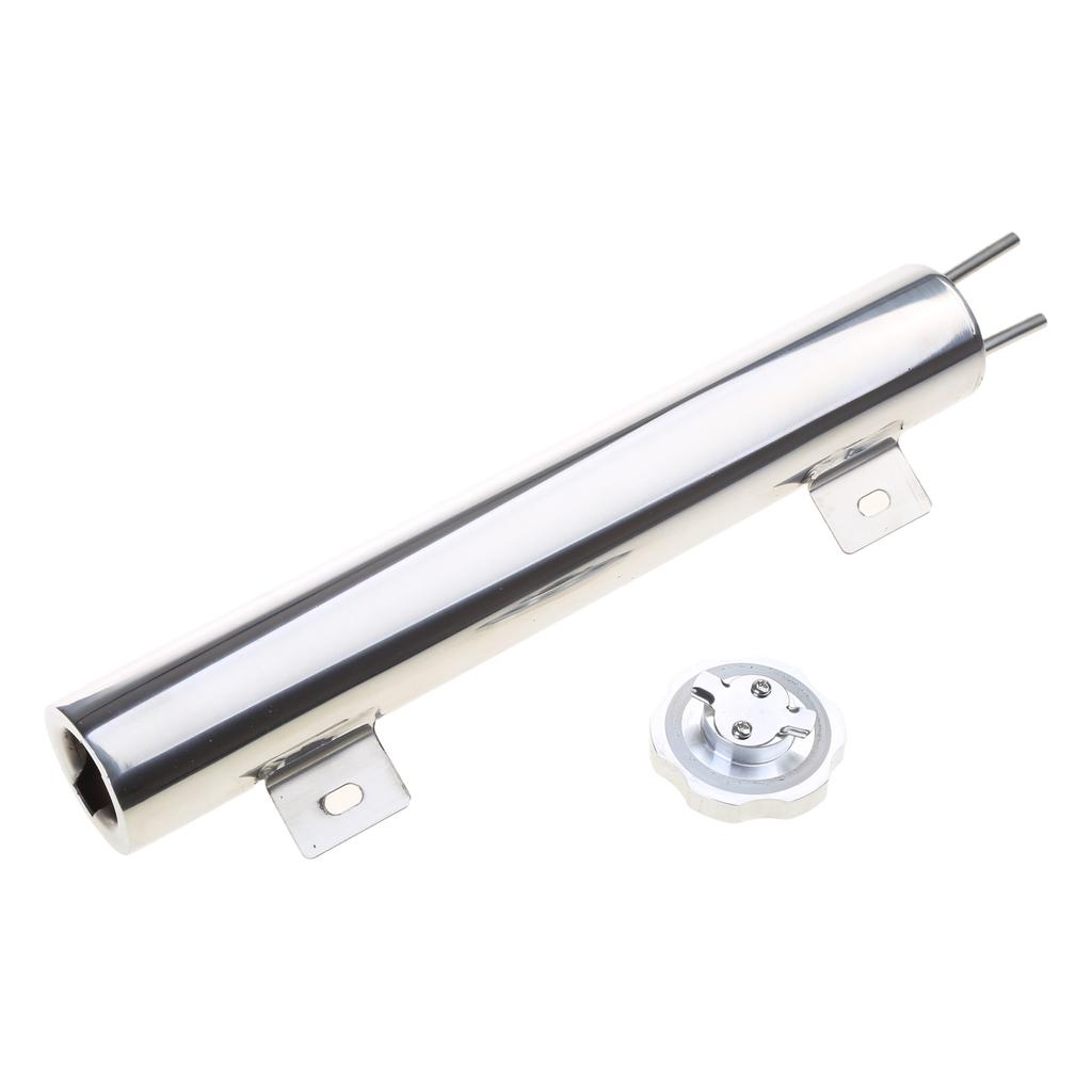 2x13inch Radiator Coolant Overflow Puke Tank Can Polished Stainless Radiator Reservoir Tank Universal Radiator Catch Can
