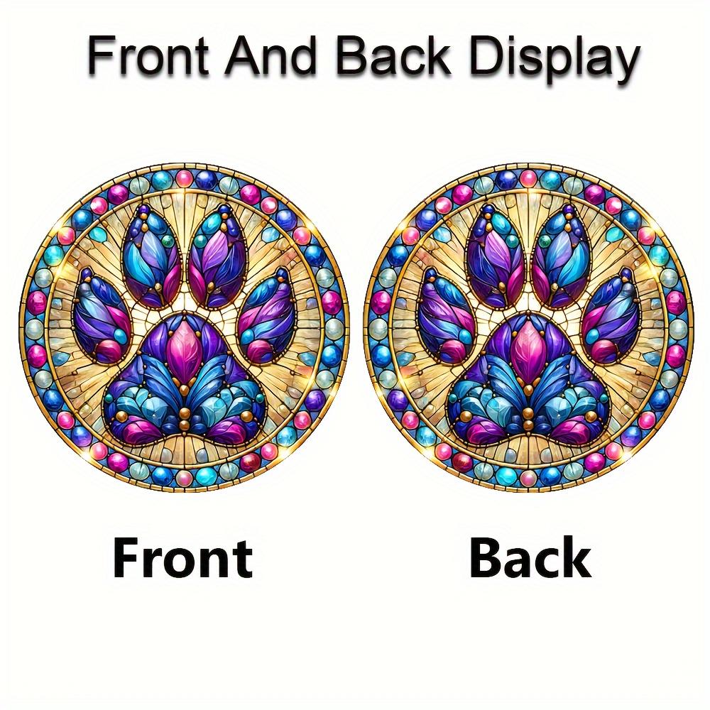 2D Flat Acrylic Cat Paw Print Theme Suncatcher, Acrylic Hanging Sign, Stained Glass Art Decorative Plaque, Nurseries, Home Decor Wall for Bar Kitchen