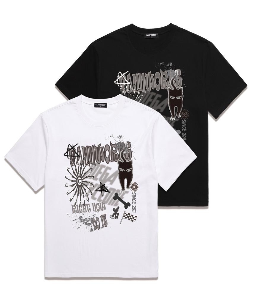 VANNWORKS Cat Do It Oversized Short Sleeve T-Shirt (Vs0113) Black