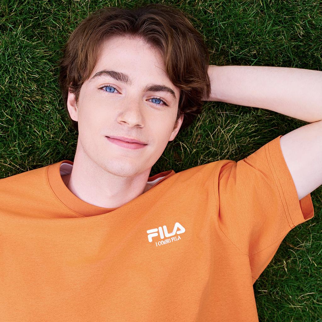 Fila Original Classic Embroidered Logo Simple Fashion Retro Casual Sports Comfortable Knitted Short Sleeve T-Shirt Unisex Tops Orange F51U619103FOR