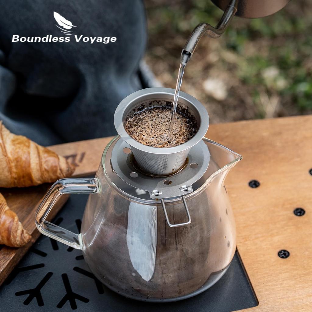 Boundless Voyage Titanium Coffee Dripper Filter Coffee Coffee Maker Outdoor and Camping Gear Ti6021P Holder, Foldable, Lightweight, Rust-Proof,