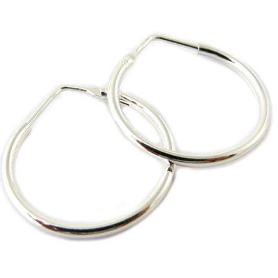 [P1681] - Silver 'Simplicity' Hoop Earrings - 20 Mm 2 Mm
