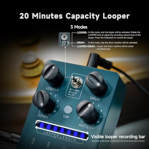 FLAMMA FS01 Drum Machine and Phrase Loop Pedal with Mix Mode, 20-Minute Looper Capacity, 121 Rhythms