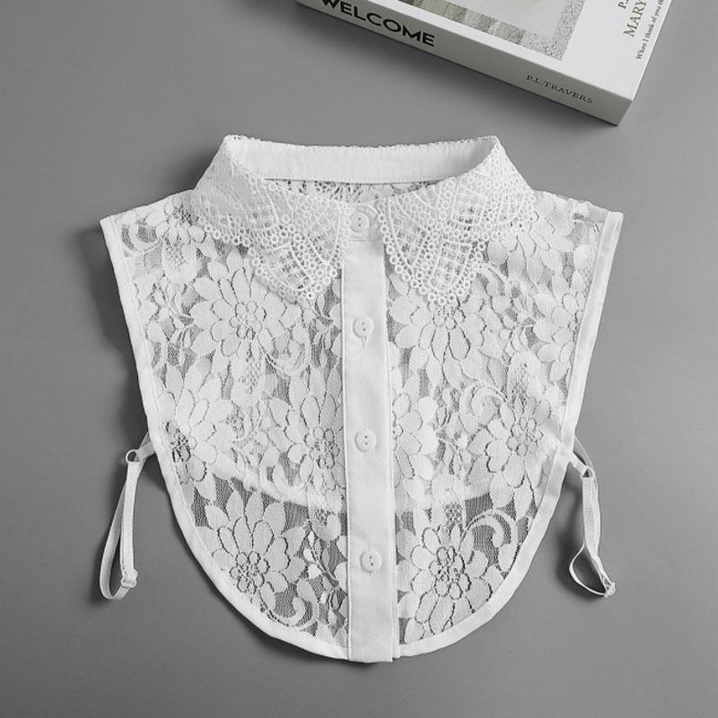 White Lapel Fake Collar Neck Decorative Chiffon Cotton Chocker Women Detachable False Collar Shirt Doll Lace Ladies Half Shirt