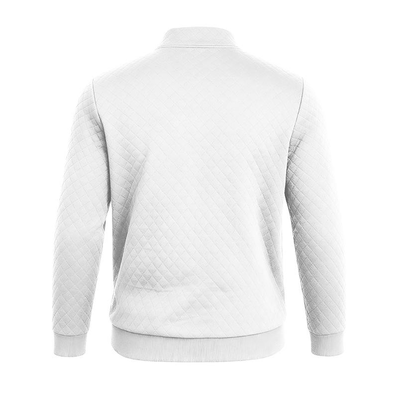 Autumn Winter Men's Solid Color Plaid Hoodie Fashion Stand Collar Half Zipper Casual Sweatshirts Men Loose Pullovers