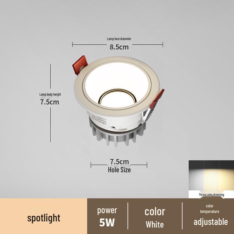 Spot încastrat fără ramă anti-orbire pentru sufragerii și holuri