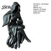 Dark Themed Home Accent Gothic Hooded Reaper Lady Figurine, 3D Printed Fantasy Shelf Sitter, Statue Mysterious Black Robed Women Pouring Tea Sculpture