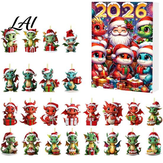 DIY Festive Scene Decor Dragon Advent Calendars 2026 24 Days Christmas Countdown Calendar with Creative 2D Acrylic Ornaments Collectible Figures for