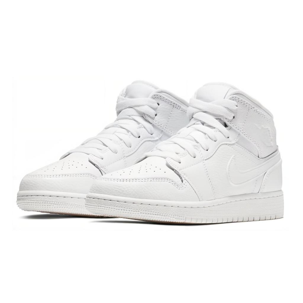 (GS) Air Jordan 1 Mid 'Triple White' Kids' 554725-129