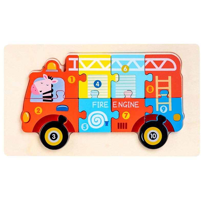 Wooden Children'S Early Education Traffic Cognition Three-Dimensional Puzzle Toy 0-2-3 Year Old Baby Educational Puzzle Building Block Toy