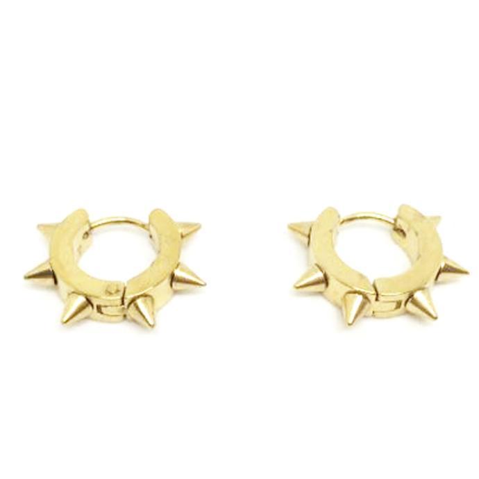 1 Pair Stainless Steel Hoop Spike Circle Huggie Studs Punk Cool  Earrings