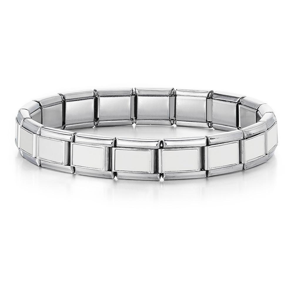 9mm Wide Simple Style Fashion Stainless Steel Bangle Elastic Link Chain High Quality Factory DIY Jewelry Italian Charm Bracelet