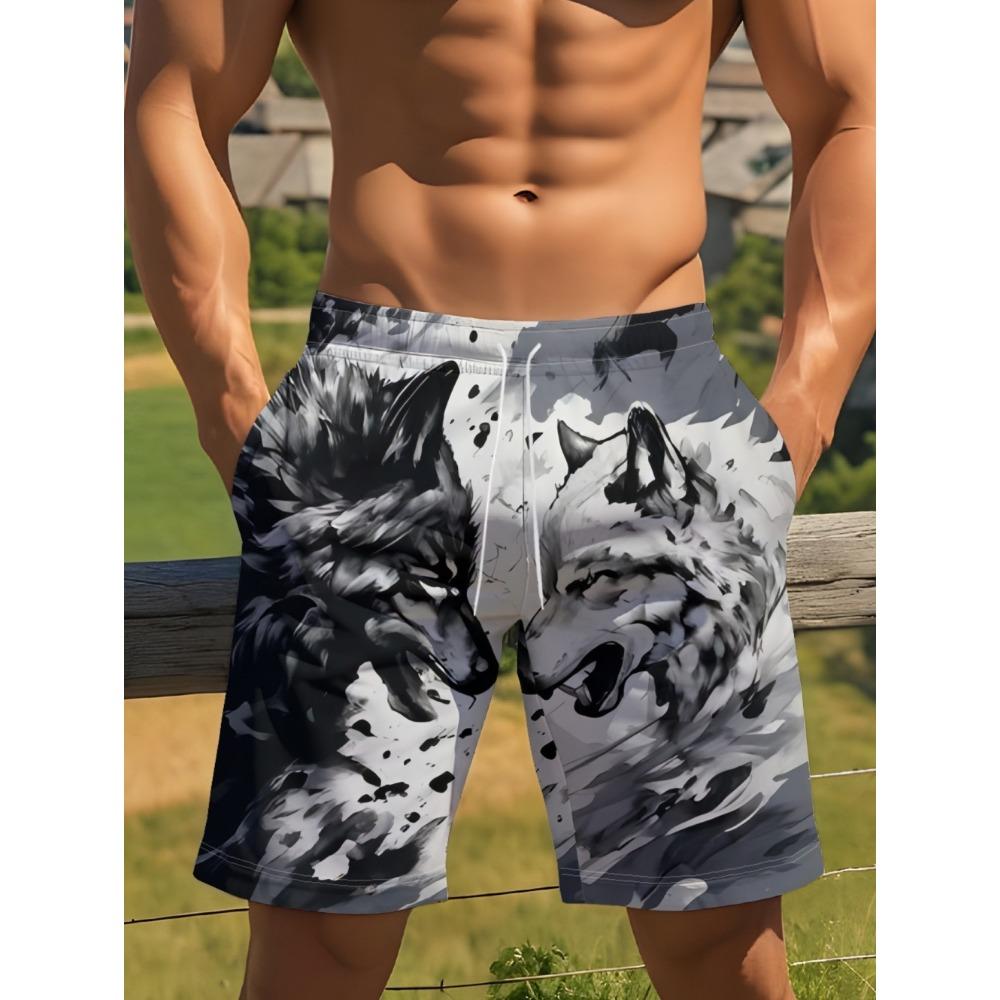 3D Cool Wolf Graphic Printed Shorts for Men Summer Casual Quick-Dry Sports Running Oversize Short Pants Outdoor Clothes for Man