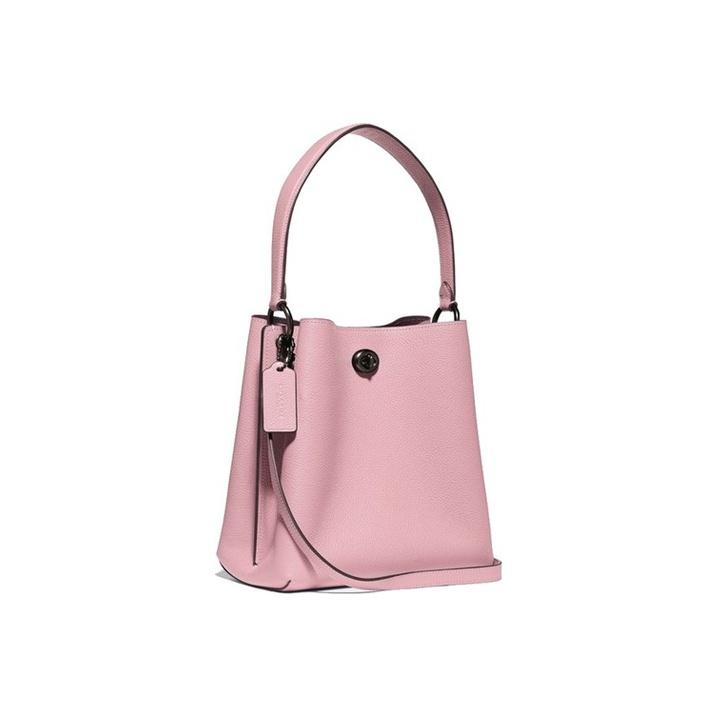 Coach Charlie 21 Signature Logo Charm Pebble Leather Bucket Bag Women bags Pink 89102-V5PTP