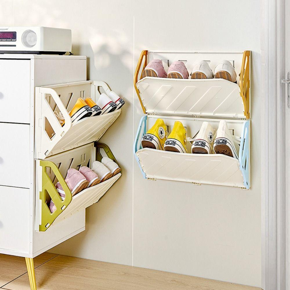 Multifunctional Shoe Shelves Punch Free Shoes Organizer Simple Home Entrance Storage