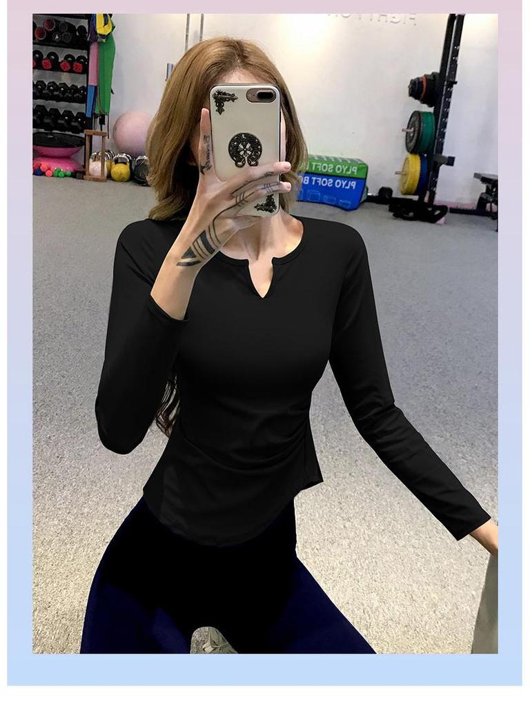 Women's Quick-dry V-neck Long-sleeve Slim-fit Yoga Top