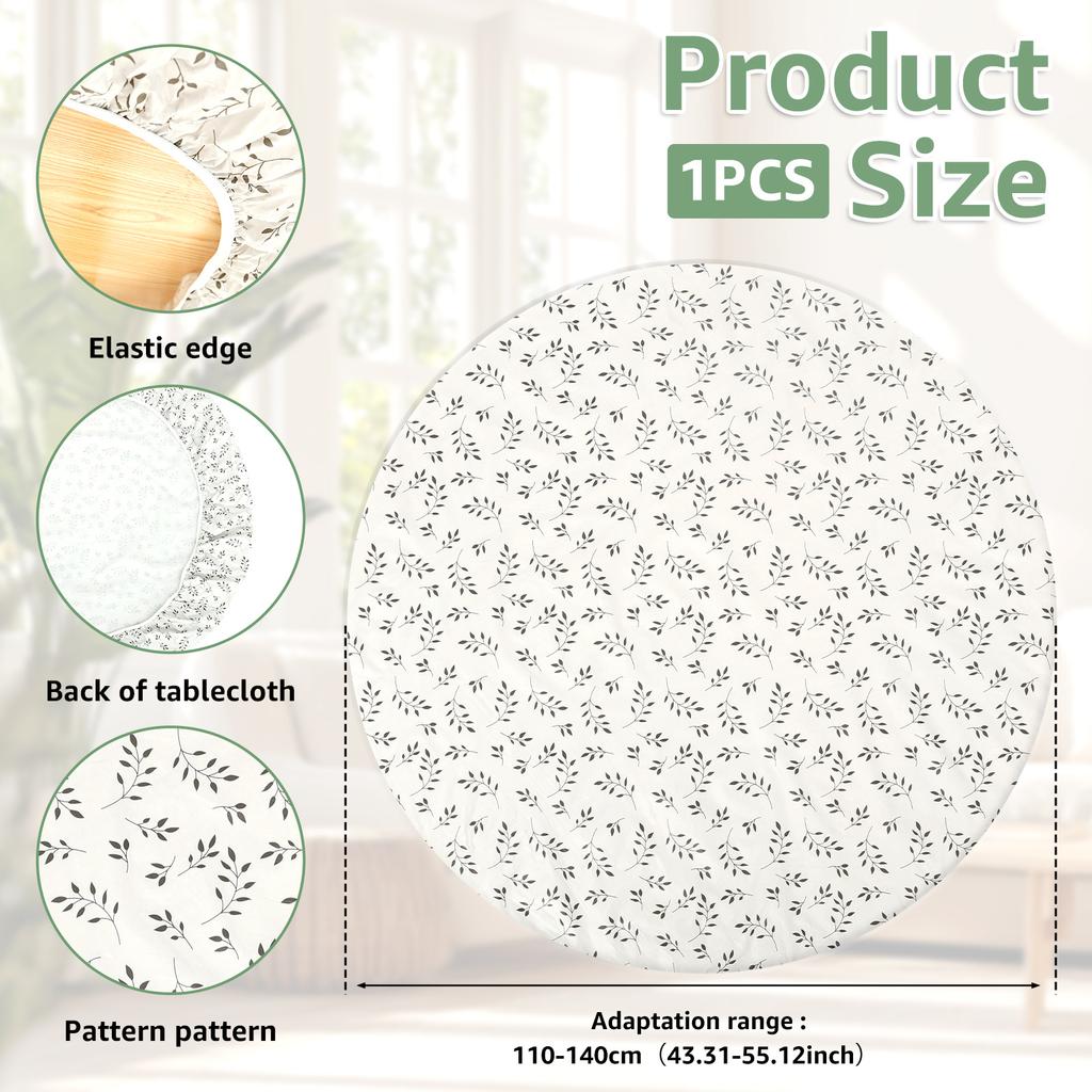 Elastic Round Table Cover PVC Waterproof Oil Proof Round Tablecloth Home Desktop Decoration Dining Table Cover for 110-140cm