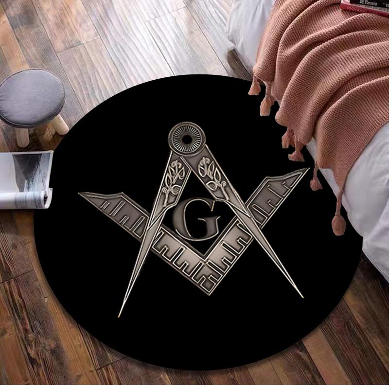 Freemasonry 3 Circular Rug - Office Decorative Carpet For Living Room Bedroom Door Mat Floor Rug Computer Chair Area Rug