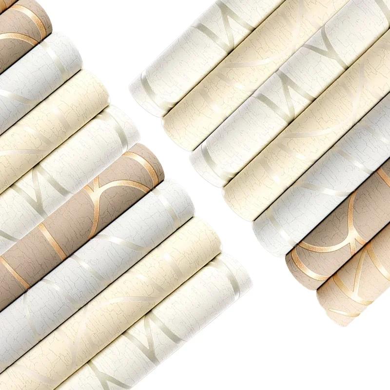9.5M 3D Non-woven Wallpaper European Style Modern  Stripe Thickened Wall Paper for Bedroom Living Room Background Room Decor